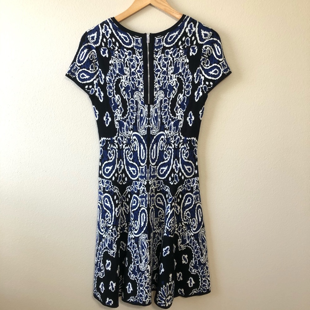 Etcetera Black and Blue Patterned Mini Dress - image 5